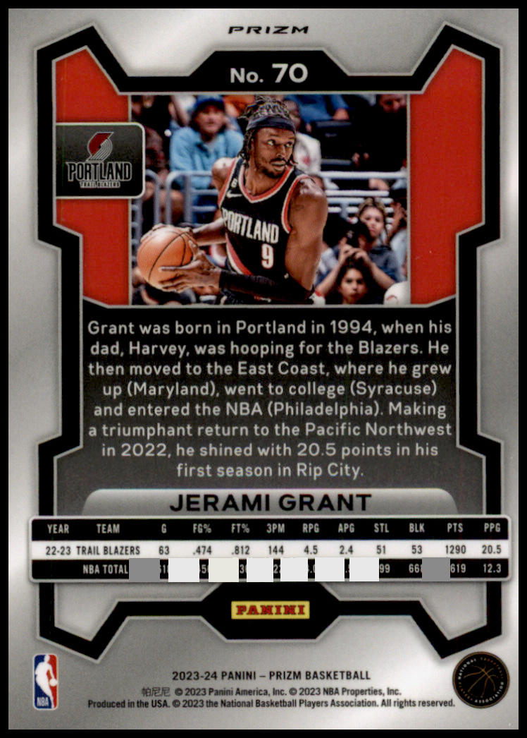 2023-24 Panini Prizm #70 Jerami Grant Prizms Ice