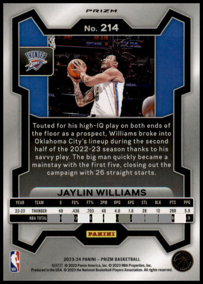 2023-24 Panini Prizm #214 Jaylin Williams Prizms Ice