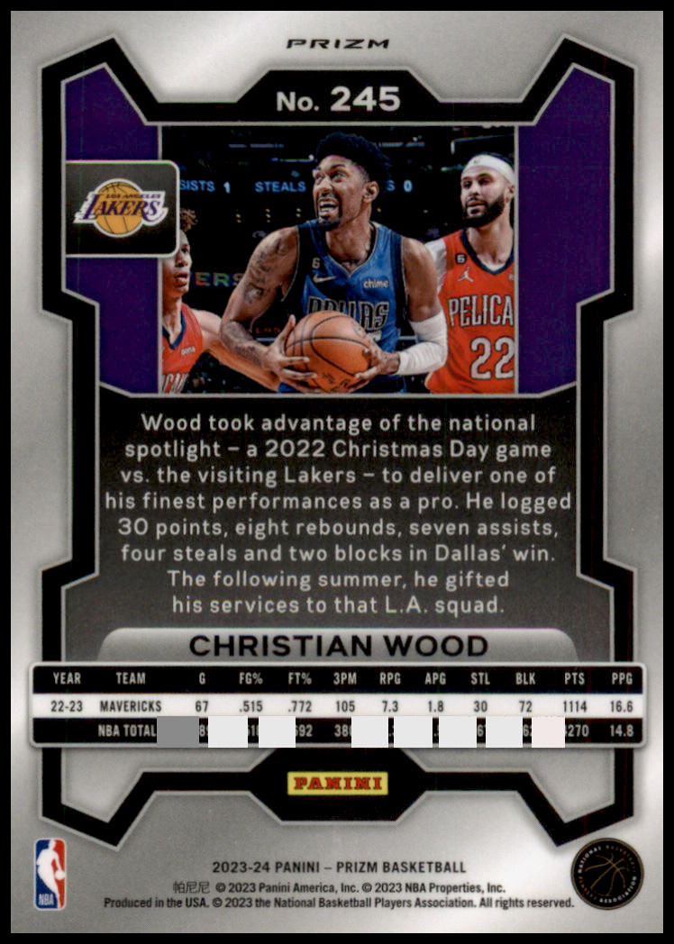 2023-24 Panini Prizm #245 Christian Wood Prizms Ice