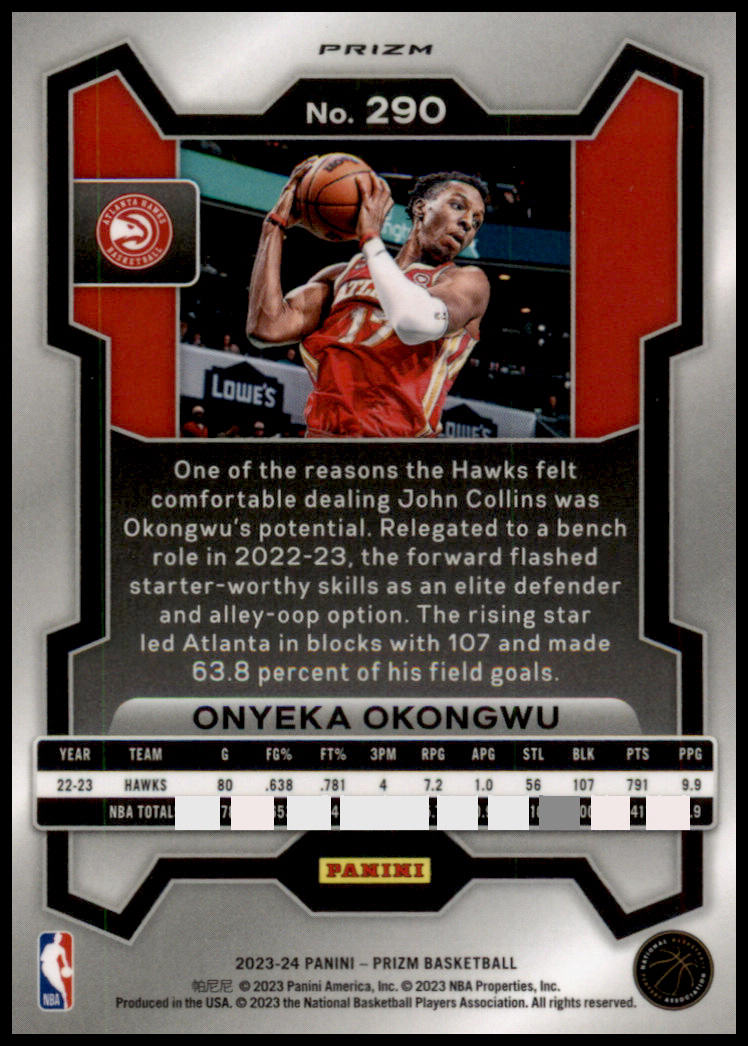 2023-24 Panini Prizm #290 Onyeka Okongwu Prizms Ice