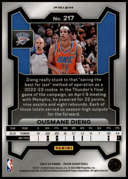 2023-24 Panini Prizm #217 Ousmane Dieng Prizms Ice