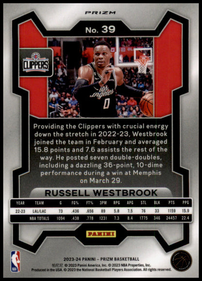 2023-24 Panini Prizm #39 Russell Westbrook Prizms Ice