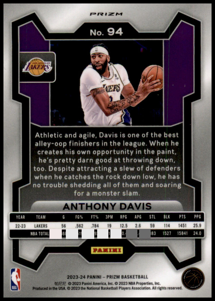 2023-24 Panini Prizm #94 Anthony Davis Prizms Ice