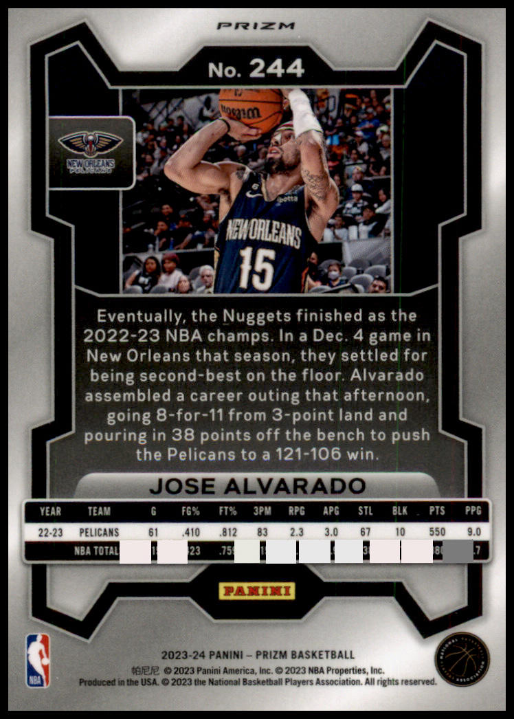 2023-24 Panini Prizm #244 Jose Alvarado Prizms Ice