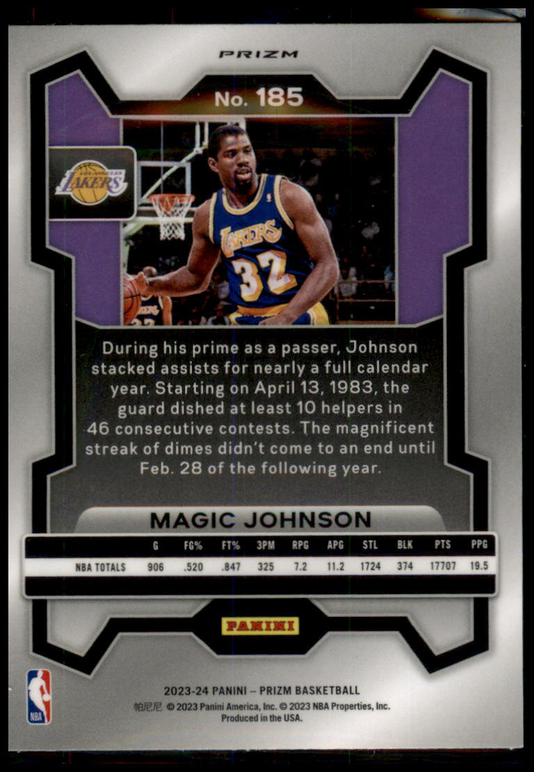 2023-24 Panini Prizm #185 Magic Johnson Prizms Green