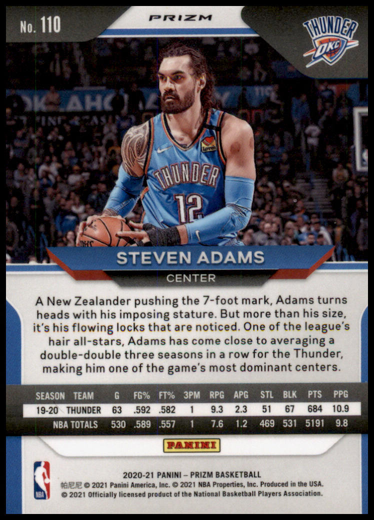 2020-21 Panini Prizm #110 Steven Adams Red, White and Blue Prizms