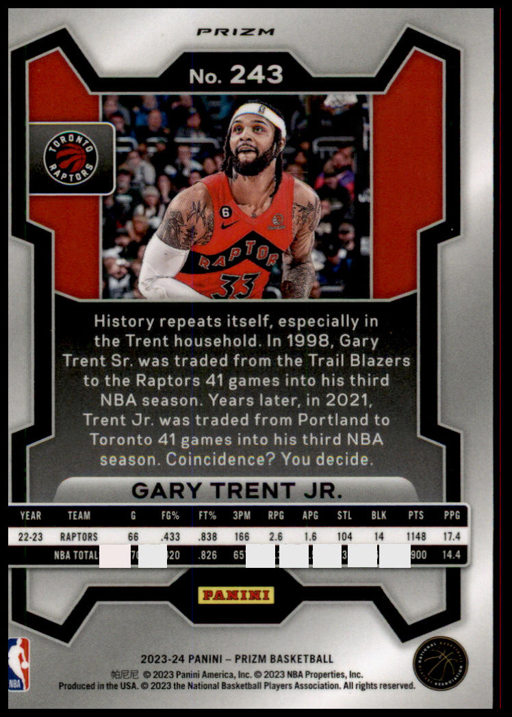 2023-24 Panini Prizm #243 Gary Trent Jr. Prizms Green