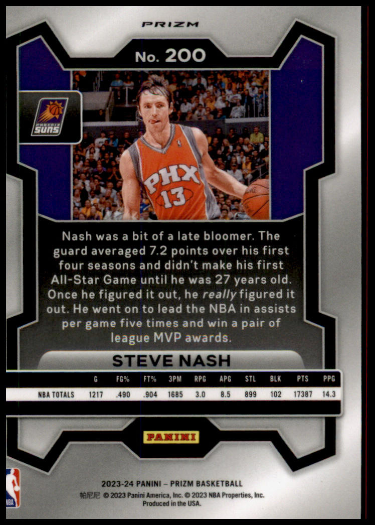 2023-24 Panini Prizm #200 Steve Nash Prizms Green