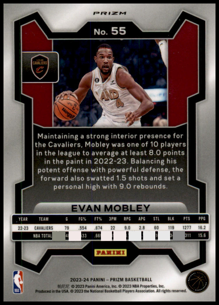 2023-24 Panini Prizm #55 Evan Mobley Prizms Green