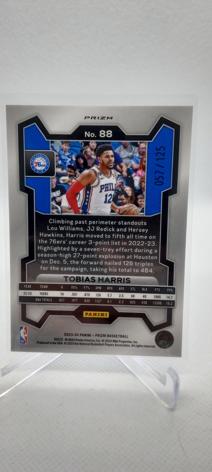 2023-24 Panini Prizm #88 Tobias Harris Prizms Blue Ice #/125