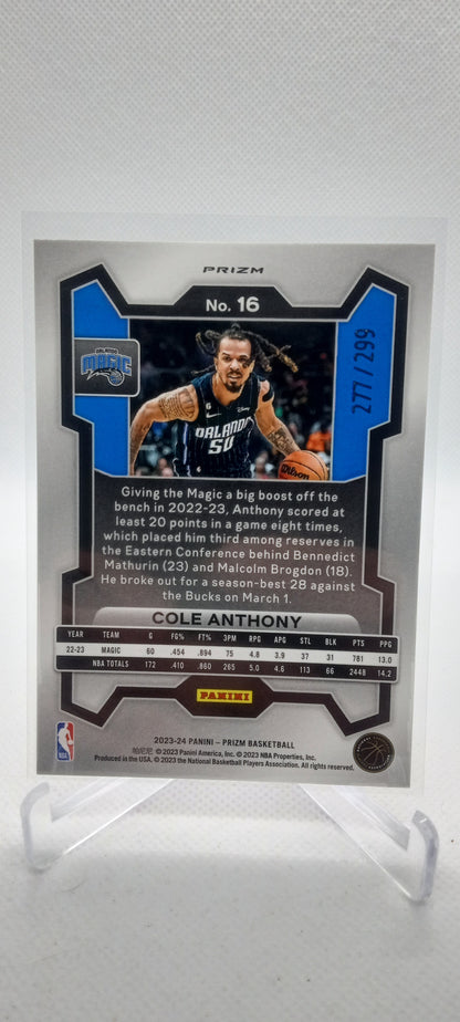 2023-24 Panini Prizm #16 Cole Anthony Prizms Red #/299