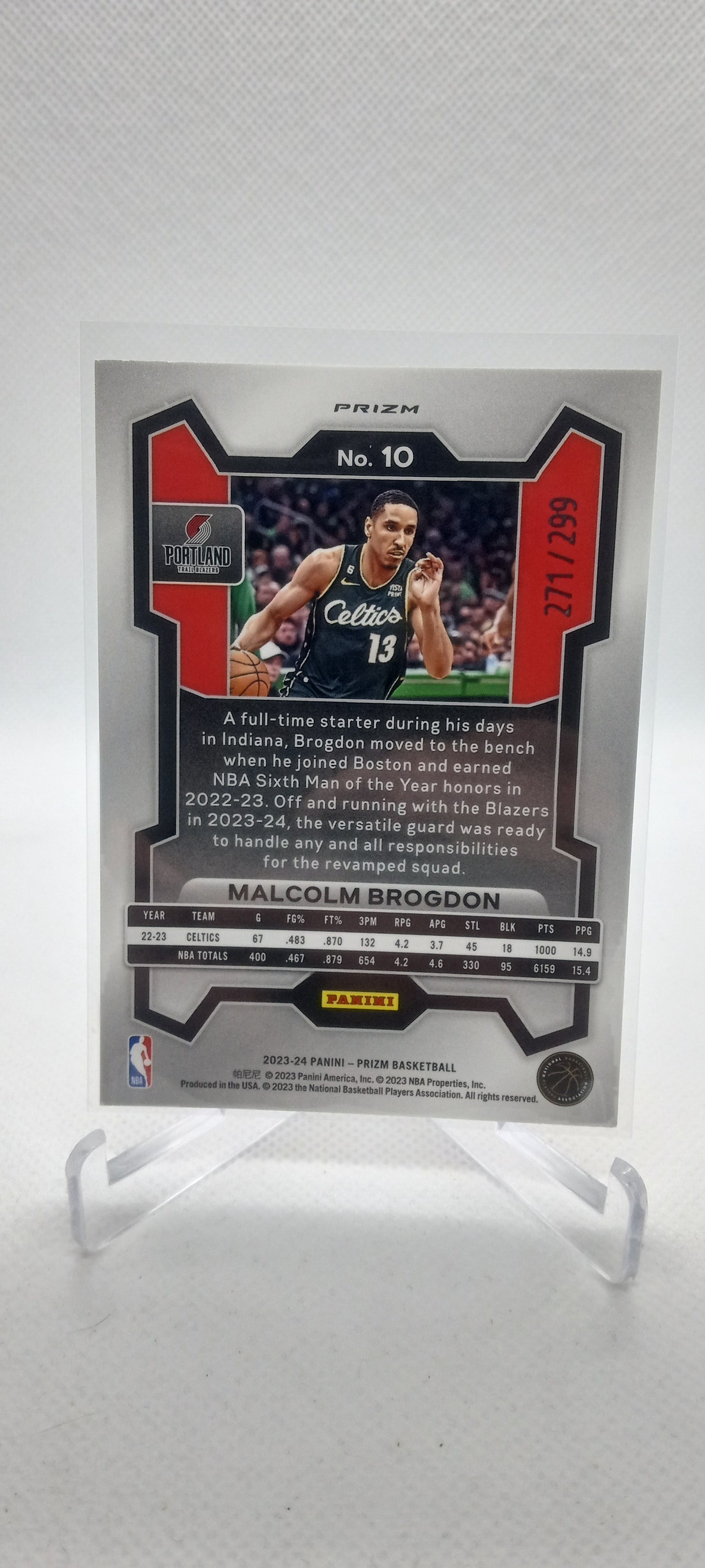 2023-24 Panini Prizm #10 Malcolm Brogdon Prizms Red #/299