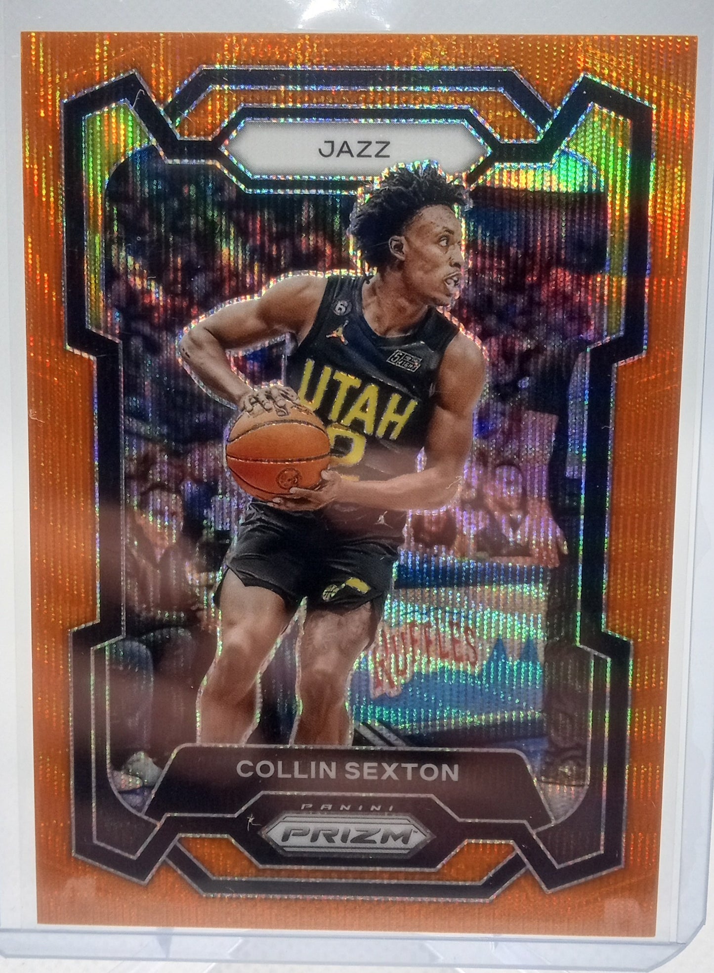 2023-24 Panini Prizm #13 Collin Sexton Prizms Orange Wave #/60