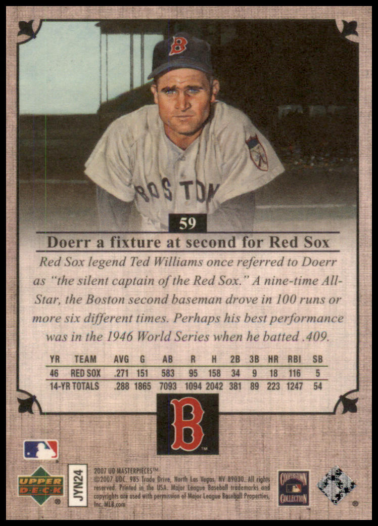 2007 Upper Deck Masterpieces #59 Bobby Doerr