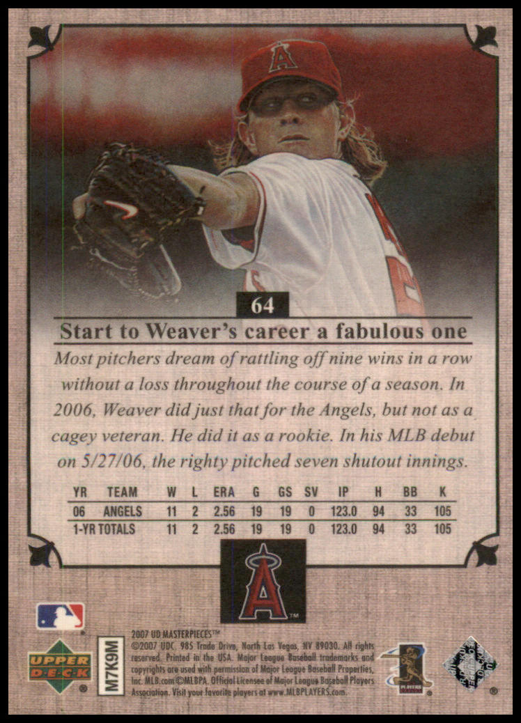 2007 Upper Deck Masterpieces #64 Jered Weaver