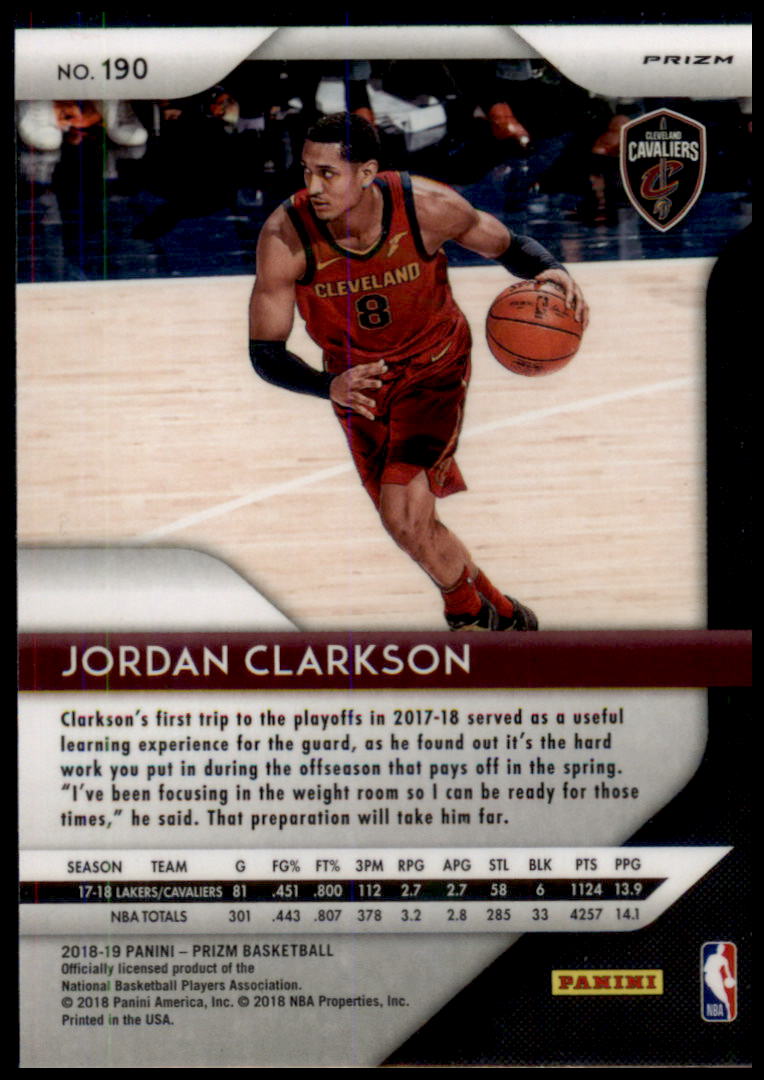 2018-19 Panini Prizm #190 Jordan Clarkson Prizms Ruby Wave