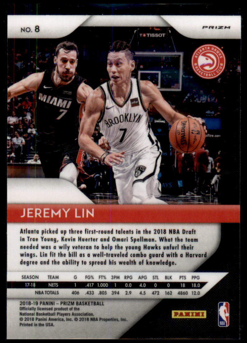 2018-19 Panini Prizm #8 Jeremy Lin Prizms Ruby Wave