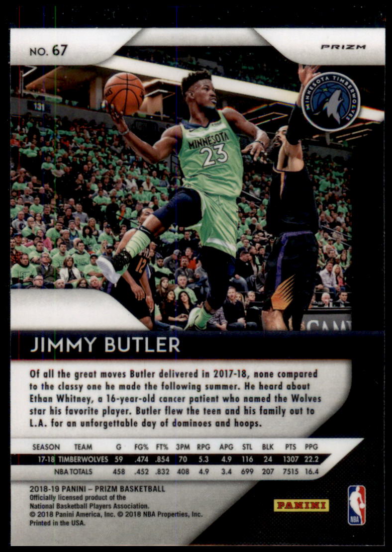 2018-19 Panini Prizm #67 Jimmy Butler Prizms Ruby Wave