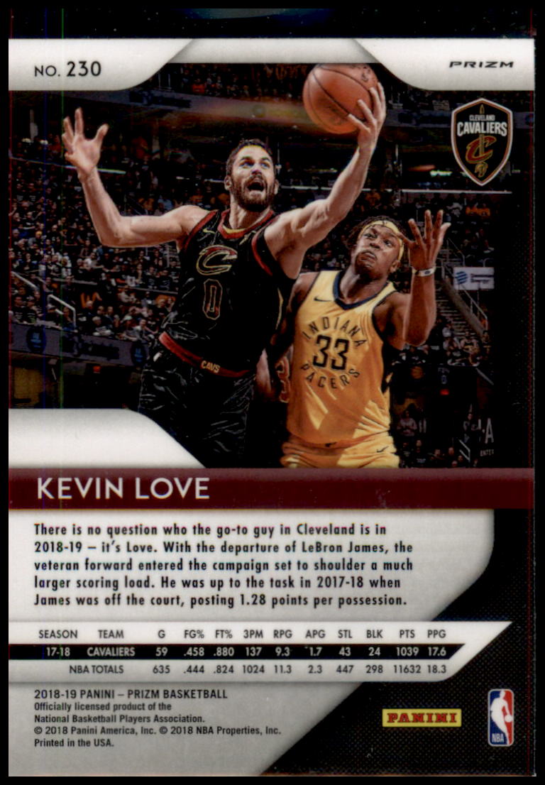 2018-19 Panini Prizm #230 Kevin Love Prizms Ruby Wave