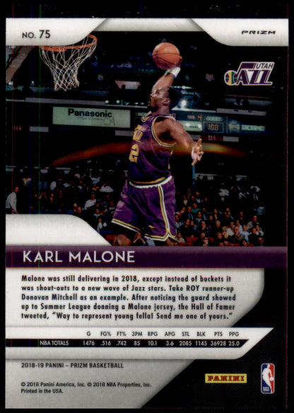 2018-19 Panini Prizm #75 Karl Malone Prizms Ruby Wave