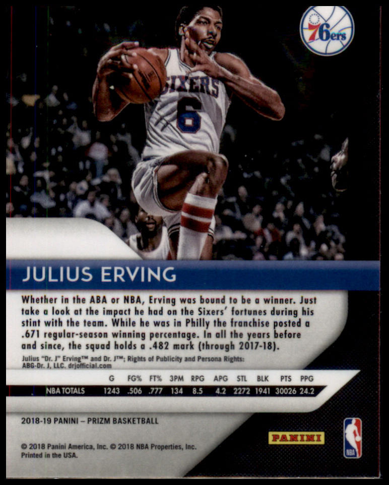 2018-19 Panini Prizm #95 Julius Erving Prizms Ruby Wave