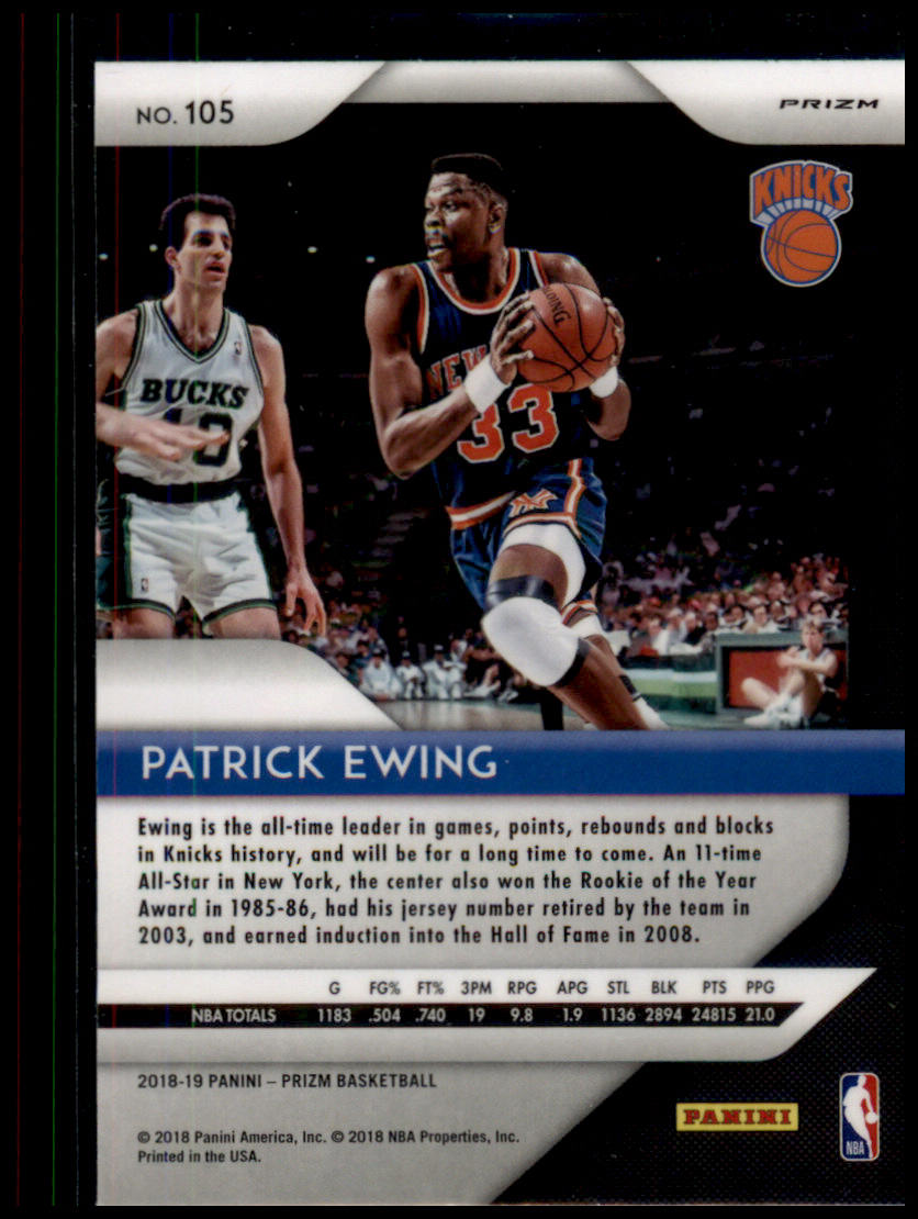 2018-19 Panini Prizm #105 Patrick Ewing Prizms Ruby Wave