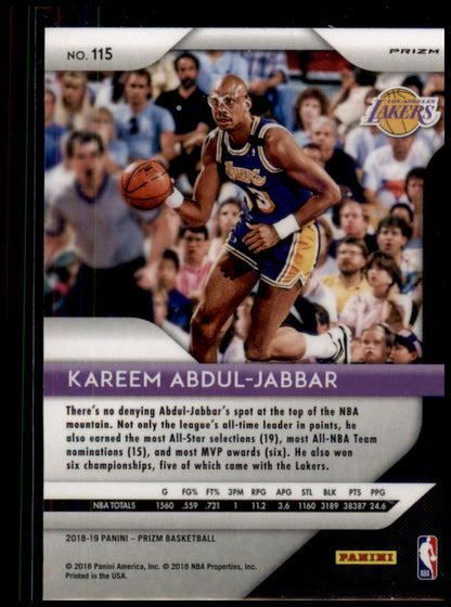 2018-19 Panini Prizm #115 Kareem Abdul-Jabbar Prizms Ruby Wave