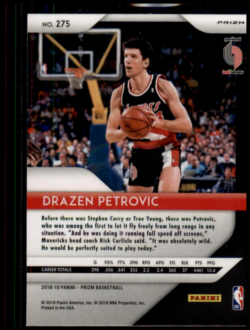 2018-19 Panini Prizm #275 Drazen Petrovic Prizms Ruby Wave