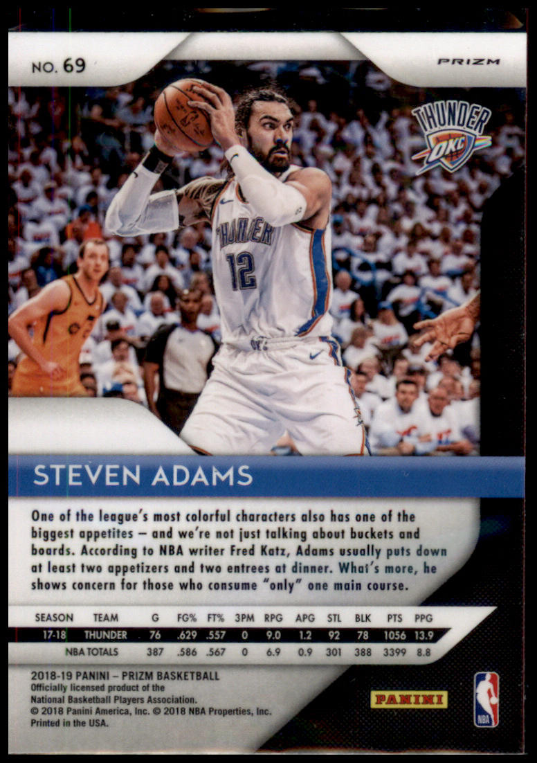 2018-19 Panini Prizm #69 Steven Adams Prizms Ruby Wave