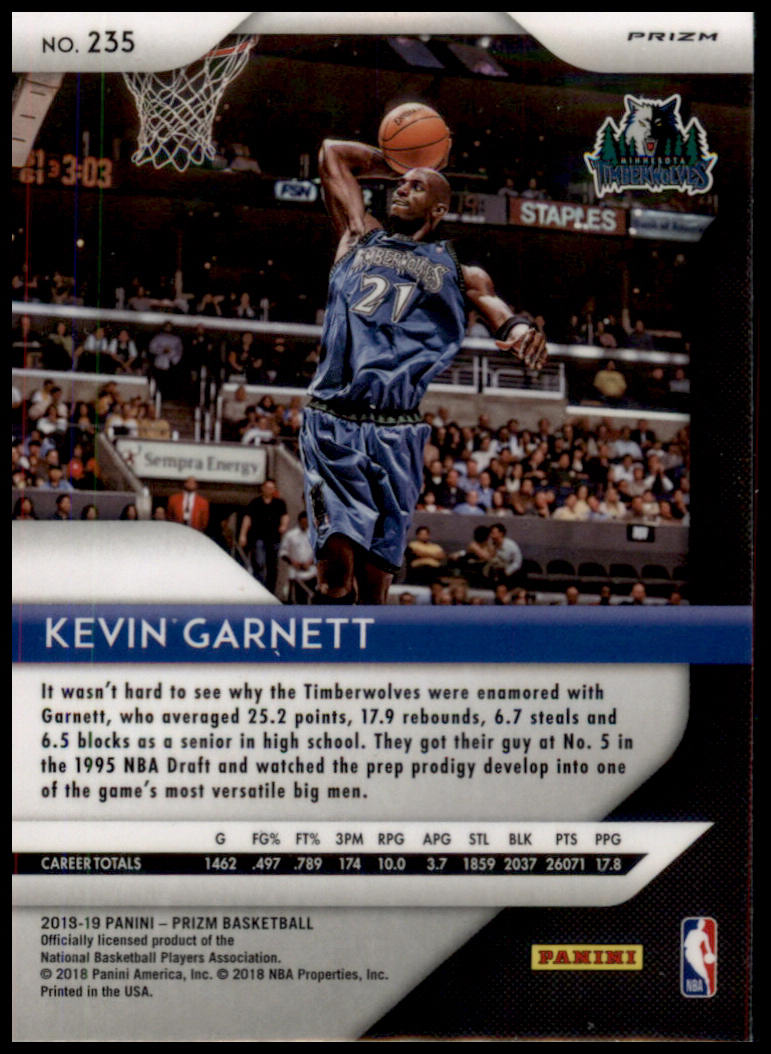 2018-19 Panini Prizm #235 Kevin Garnett Prizms Ruby Wave