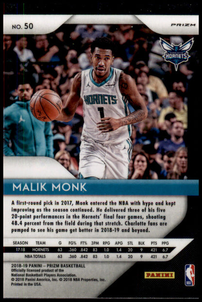 2018-19 Panini Prizm #50 Malik Monk Prizms Ruby Wave