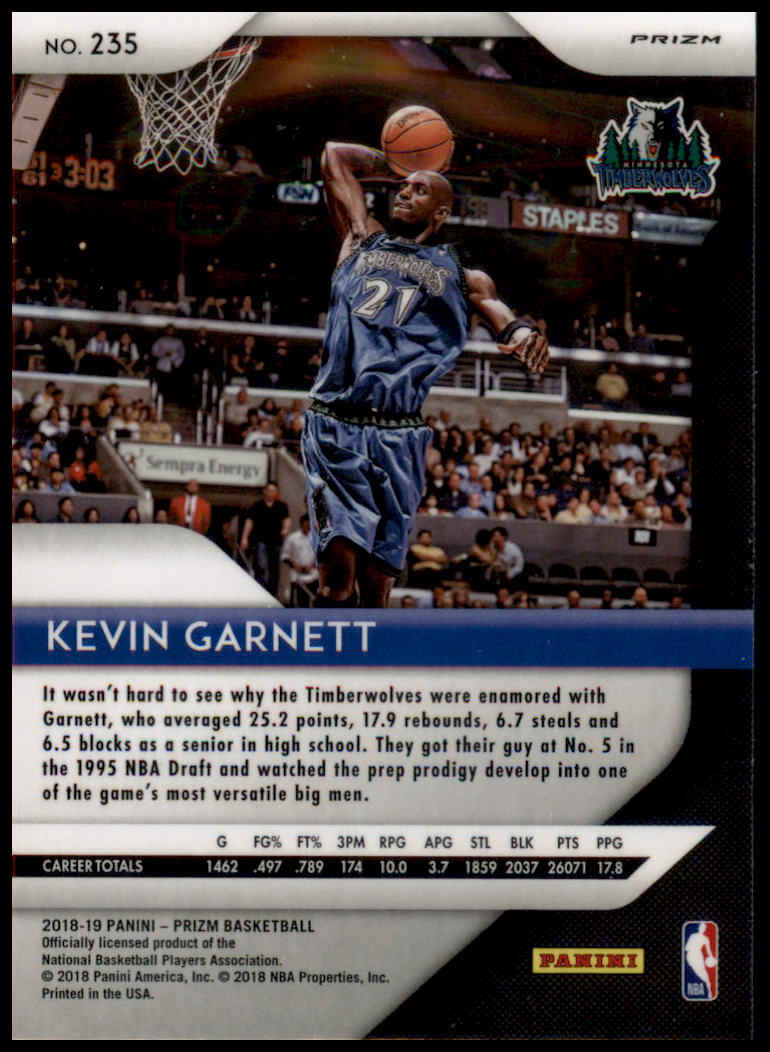 2018-19 Panini Prizm #235 Kevin Garnett Prizms Hyper