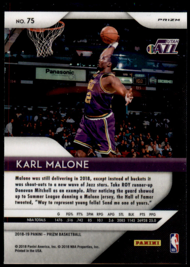 2018-19 Panini Prizm #75 Karl Malone Prizms Hyper