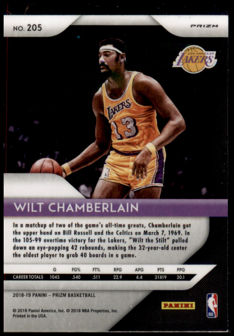 2018-19 Panini Prizm #205 Wilt Chamberlain Prizms Hyper