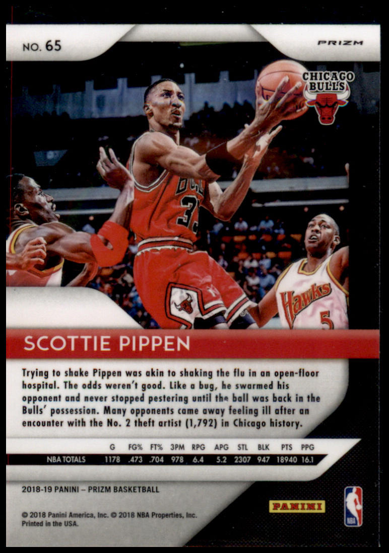 2018-19 Panini Prizm #65 Scottie Pippen Prizms Hyper