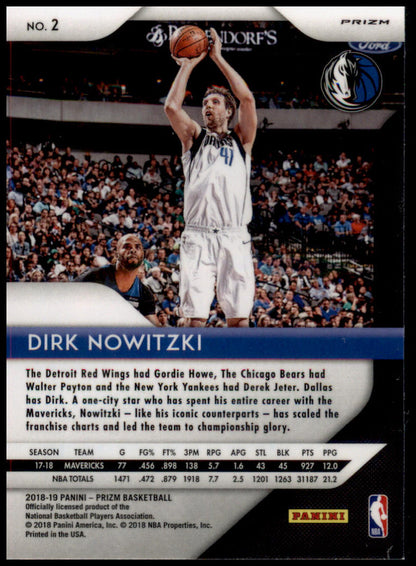 2018-19 Panini Prizm #2 Dirk Nowitzki Prizms Hyper