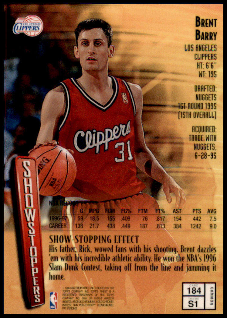 1997-98 Finest #184 Brent Barry