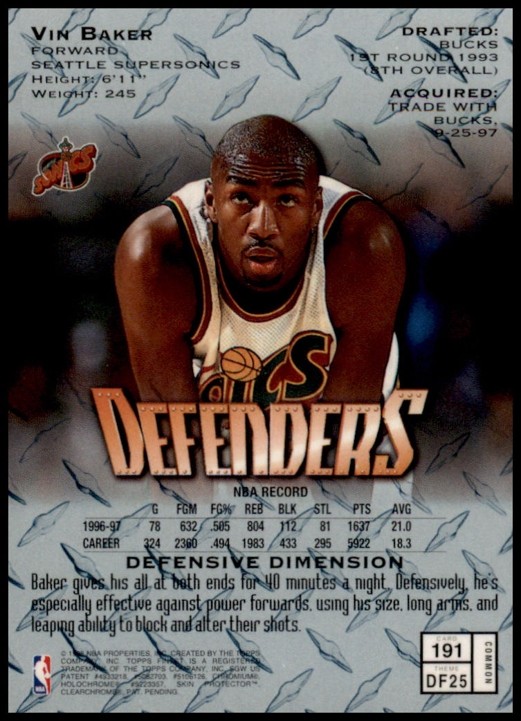 1997-98 Finest #191 Vin Baker