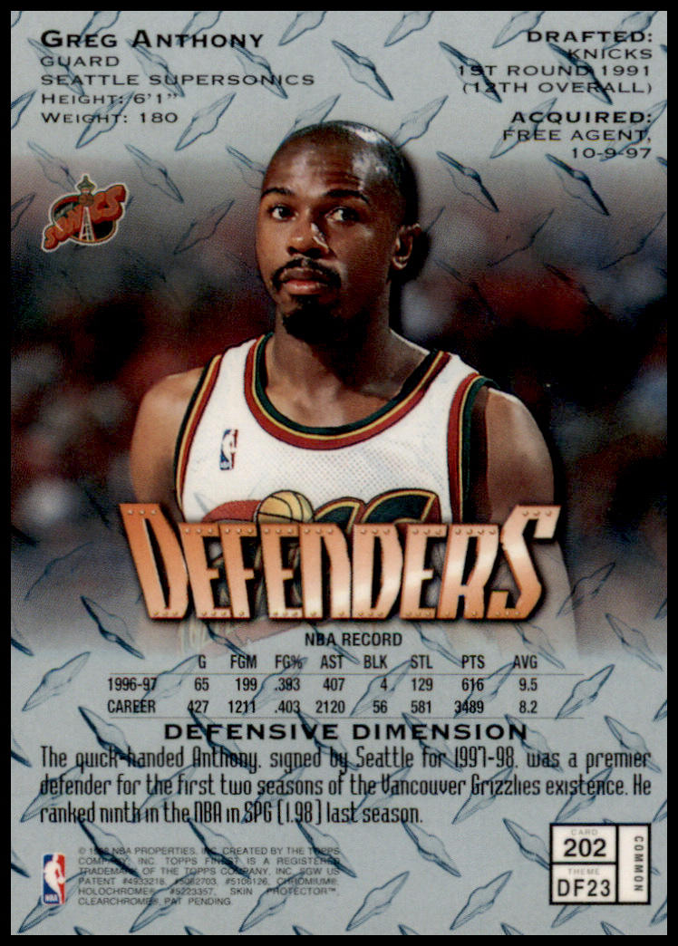 1997-98 Finest #202 Greg Anthony