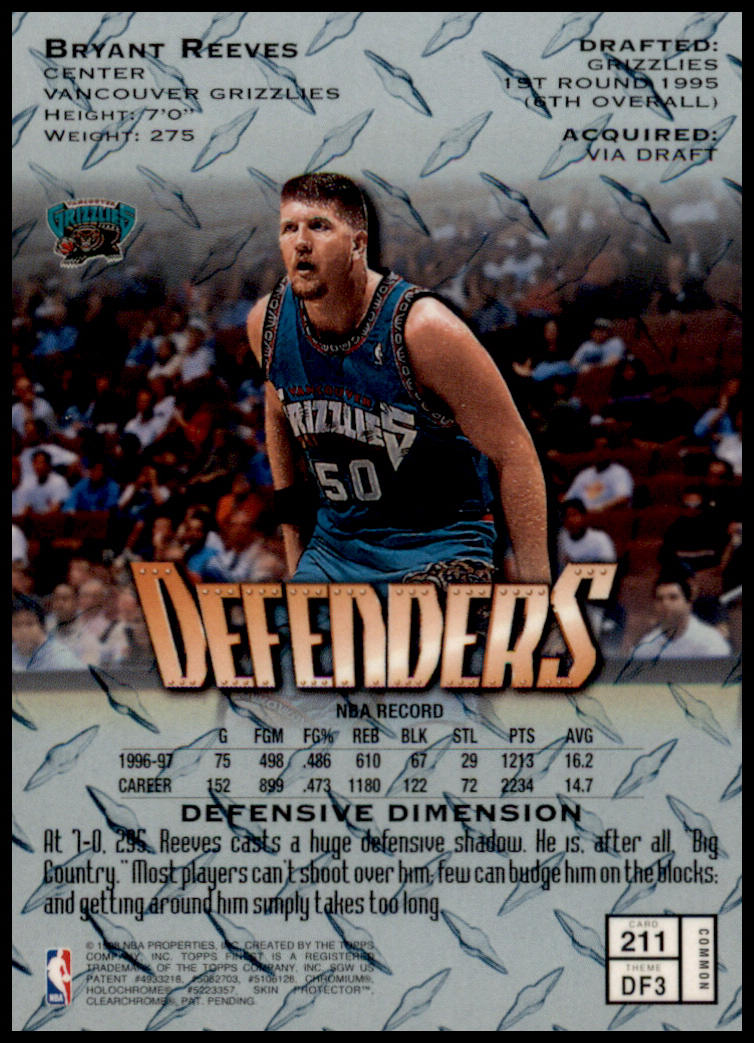 1997-98 Finest #211 Bryant Reeves