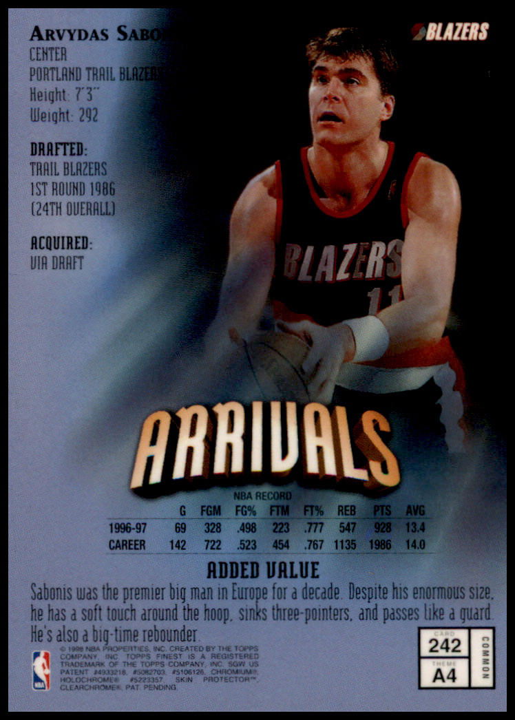 1997-98 Finest #242 Arvydas Sabonis