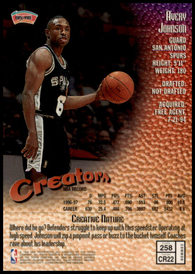 1997-98 Finest #258 Avery Johnson