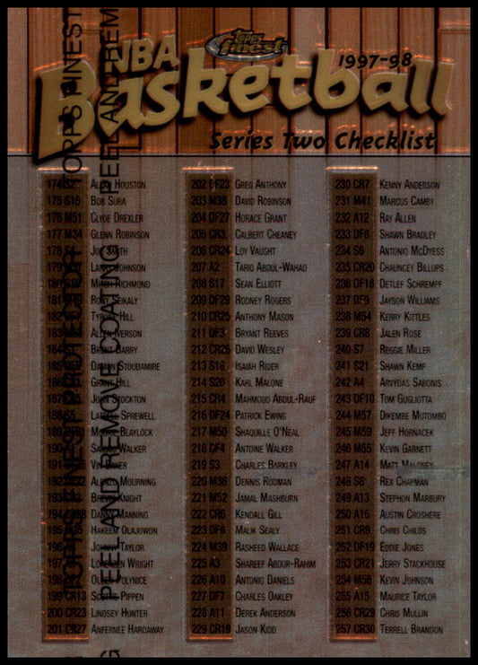 1997-98 Finest #273 Series Two Checklist: 174-326 -