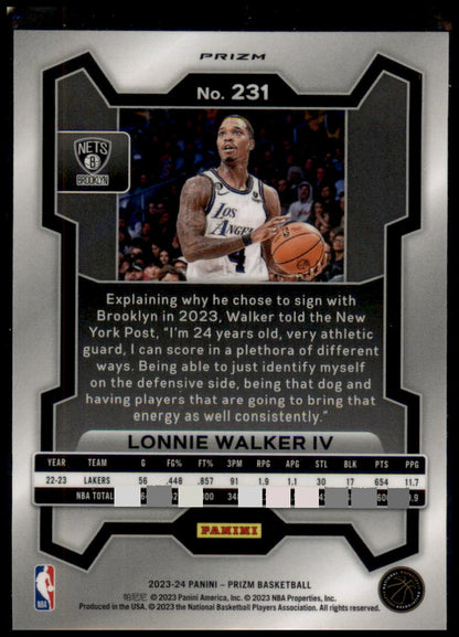 2023-24 Panini Prizm #231 Lonnie Walker IV Prizms Hyper