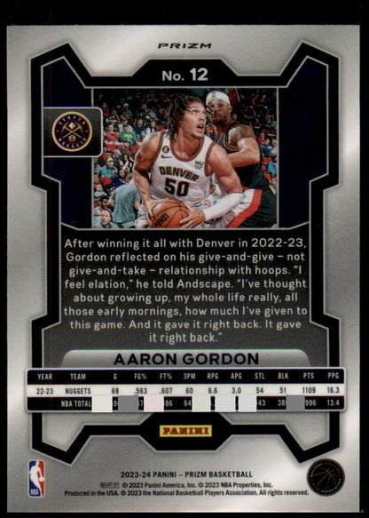 2023-24 Panini Prizm #12 Aaron Gordon Prizms Hyper