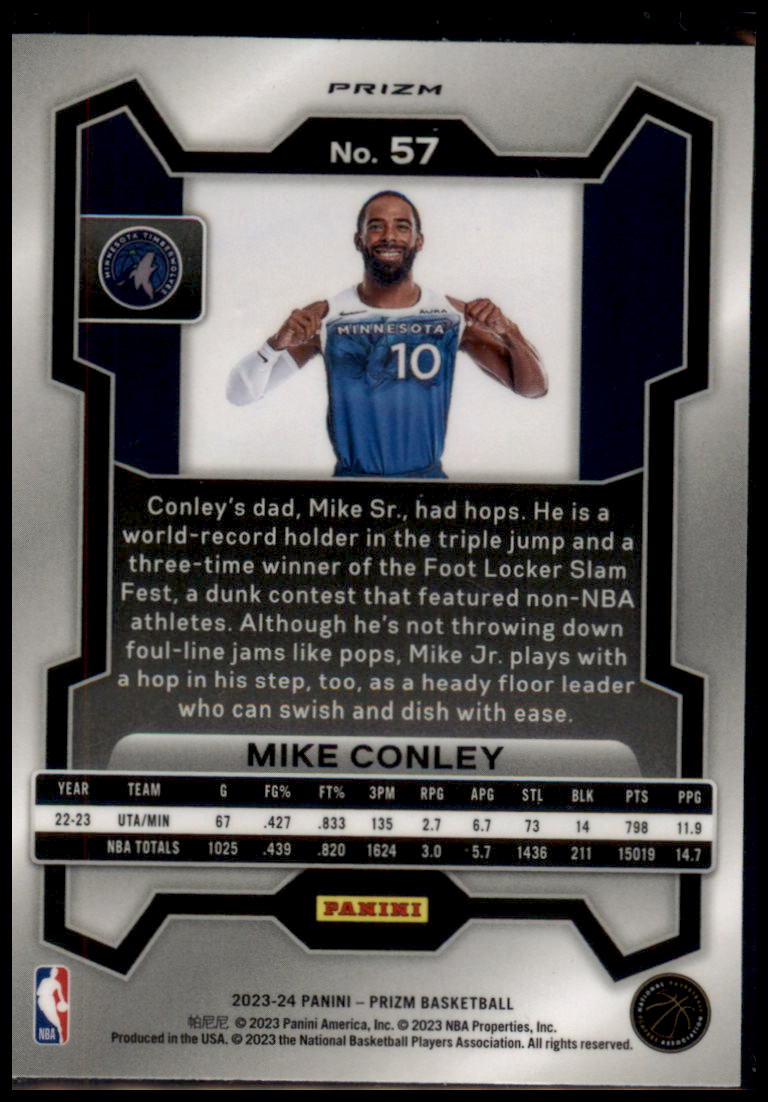 2023-24 Panini Prizm #57 Mike Conley Prizms Hyper