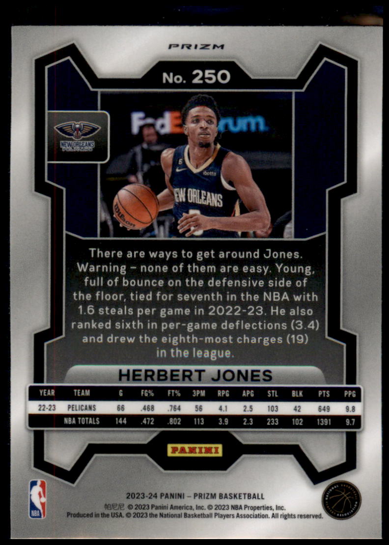 2023-24 Panini Prizm #250 Herbert Jones Prizms Hyper