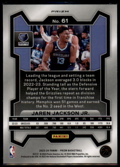 2023-24 Panini Prizm #61 Jaren Jackson Jr. Prizms Hyper