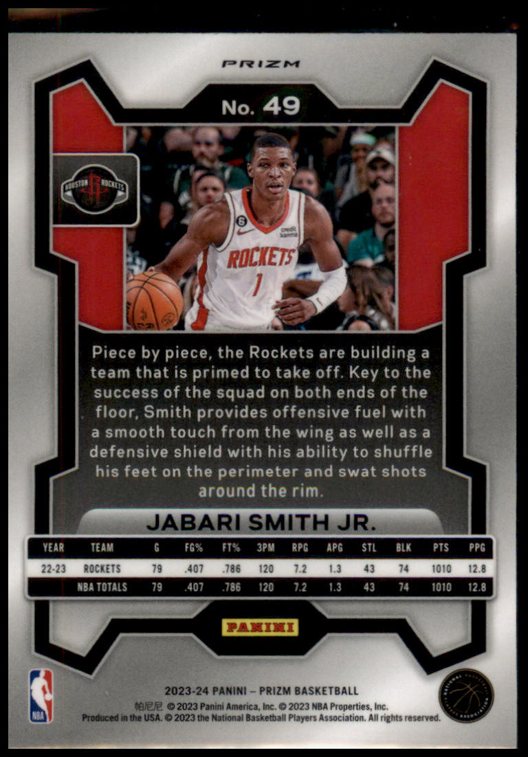 2023-24 Panini Prizm #49 Jabari Smith Jr. Prizms Hyper