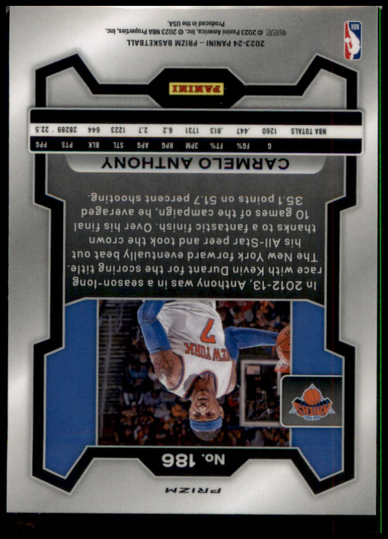 2023-24 Panini Prizm #186 Carmelo Anthony Prizms Hyper